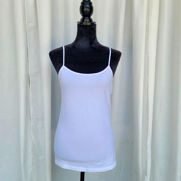 Time & Tru Off White Stretch Camisole Tank Top Women's size M (8-10) Cotton - Picture 1 of 7